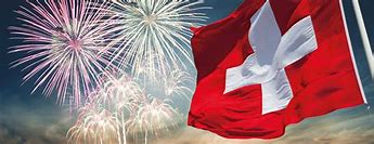 Feuerwerk und Schweizerfahne