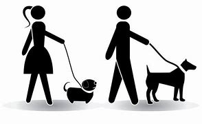 Hundehaltende Personen mit Hunden an der Leine